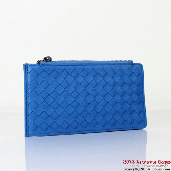 Bottega Veneta Intrecciato Light Calf Card Case BV188 Blue Bottega Veneta Intrecciato Light Calf Card Case BV188 Blue