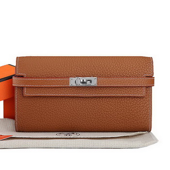 Hermes Kelly Original Leather Bi-Fold Wallet A708 Camel