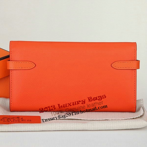 Hermes Kelly Original Saffiano Leather Bi-Fold Wallet A708 Orange Hermes Kelly Original Saffiano Leather Bi-Fold Wallet A708 Orange