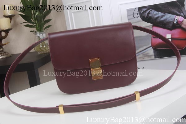 Celine Classic Box Flap Bag Calfskin Leather C3369 Burgundy Celine Classic Box Flap Bag Calfskin Leather C3369 Burgundy
