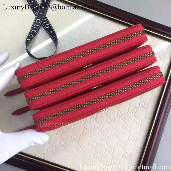 Gucci Leather Zip Around Wallet 456117 Red Gucci Leather Zip Around Wallet 456117 Red