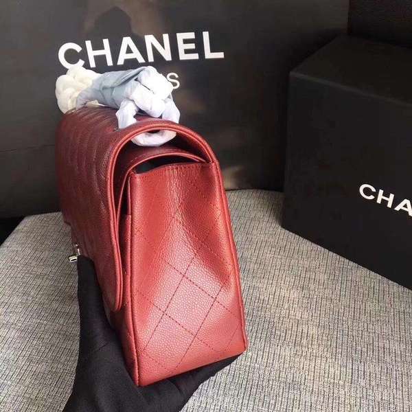 Chanel Flap Shoulder Bags Marroon Original Calfskin Leather CF1113 Silver Chanel Flap Shoulder Bags Marroon Original Calfskin Leather CF1113 Silver