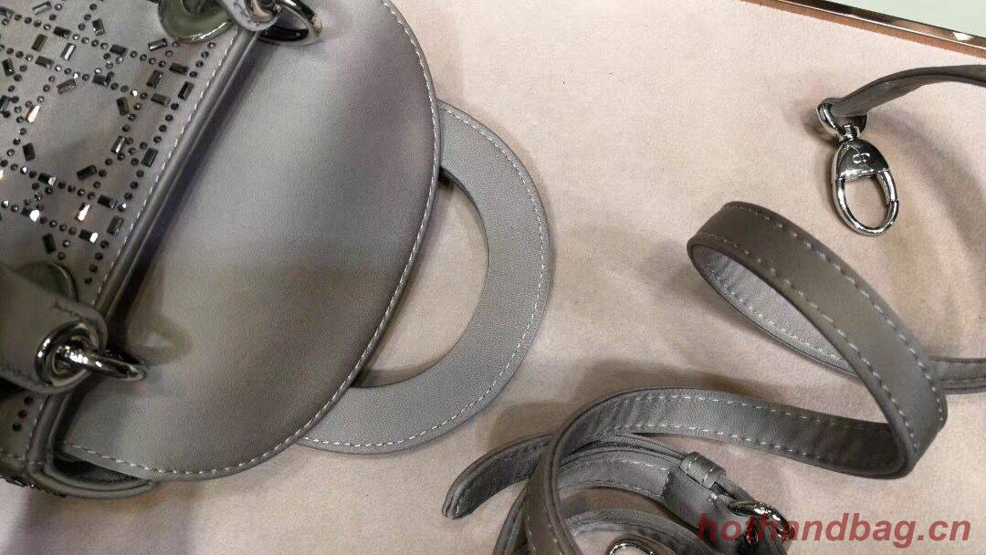 Dior Lady Original Silk Satin-Encrusted Satchel Bag 2369 Gray Dior Lady Original Silk Satin-Encrusted Satchel Bag 2369 Gray