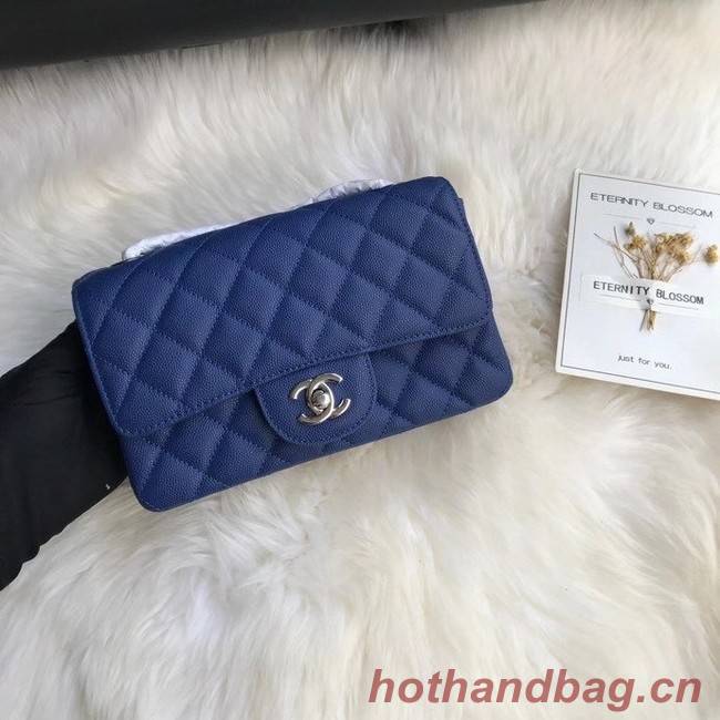 Chanel mini flap bag Grained Calfskin A1116 dark blue