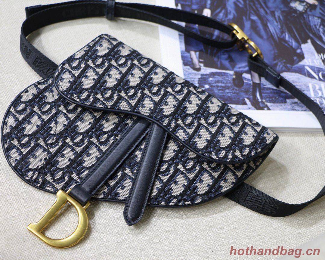 Dior Saddle Flat Belt Pouch Oblique Jacquard M0448 Blue Dior Saddle Flat Belt Pouch Oblique Jacquard M0448 Blue
