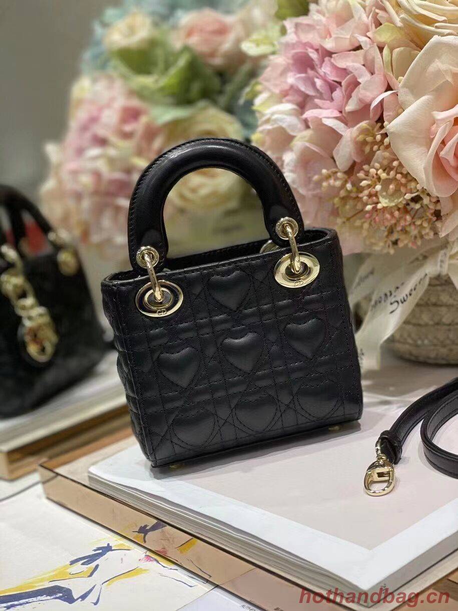 MICRO DIORAMOUR LADY DIOR BAG black Cannage Lambskin with Heart Motif S0856ON MICRO DIORAMOUR LADY DIOR BAG black Cannage Lambskin with Heart Motif S0856ON