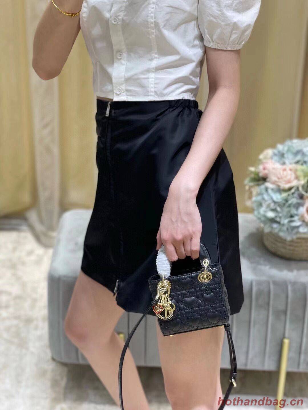 MICRO DIORAMOUR LADY DIOR BAG black Cannage Lambskin with Heart Motif S0856ON MICRO DIORAMOUR LADY DIOR BAG black Cannage Lambskin with Heart Motif S0856ON