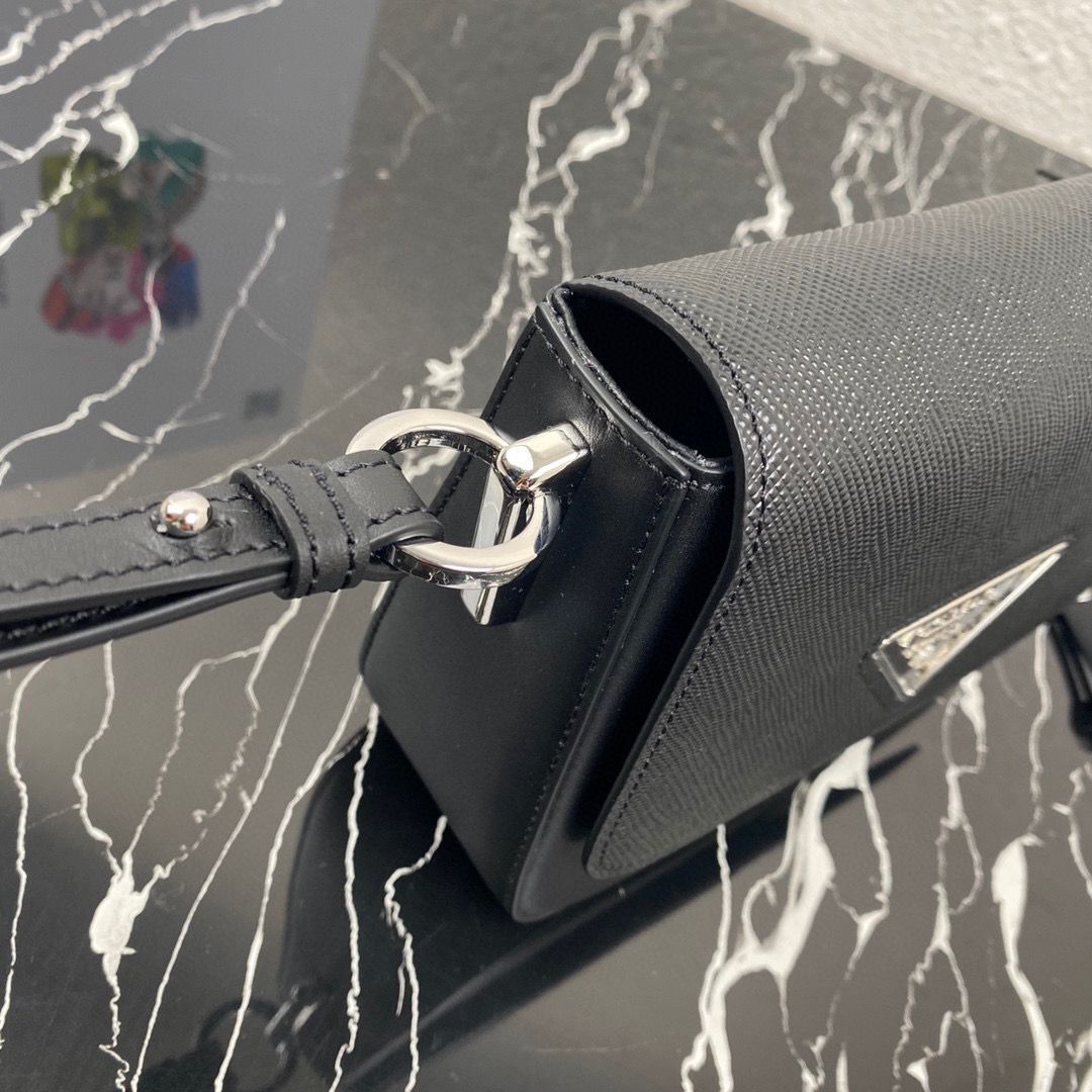 Prada Saffiano Leather Identity shoulder Bag 1BD249 Black Prada Saffiano Leather Identity shoulder Bag 1BD249 Black