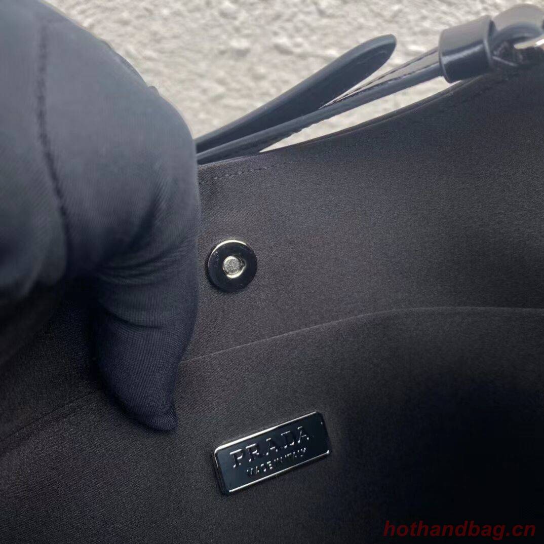 Prada leather shoulder bag with artificial crystals tote 1BN169 black Prada leather shoulder bag with artificial crystals tote 1BN169 black
