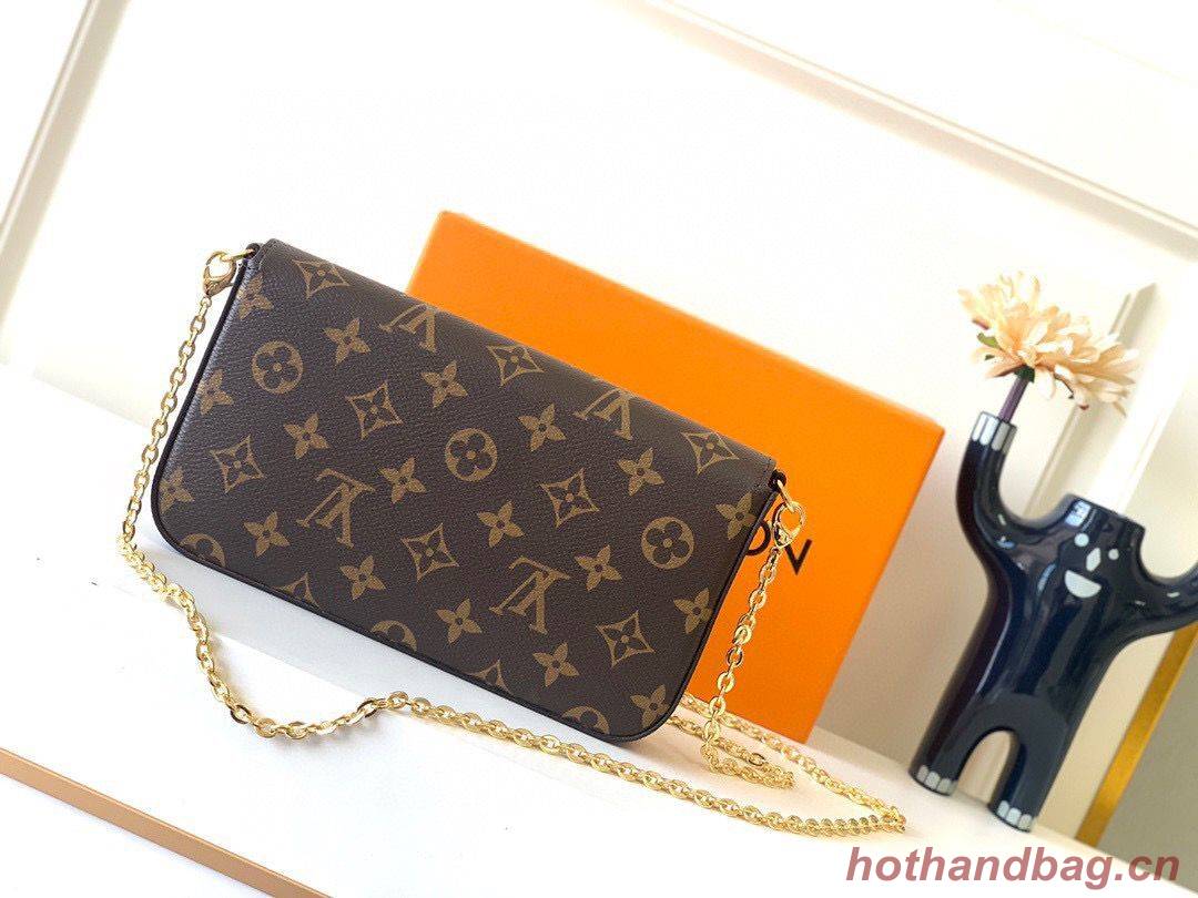 Louis Vuitton Monogram Canvas Felicie Chain Wallet M61276 Red Louis Vuitton Monogram Canvas Felicie Chain Wallet M61276 Red