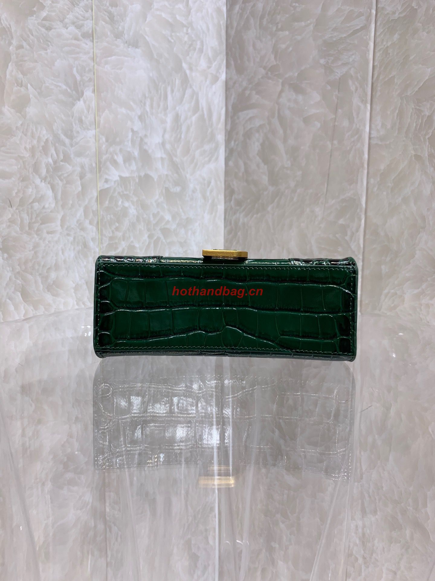 Balenciaga HOURGLASS SMALL TOP HANDLE BAG crocodile embossed calfskin B108895E Dark Green Balenciaga HOURGLASS SMALL TOP HANDLE BAG crocodile embossed calfskin B108895E Dark Green