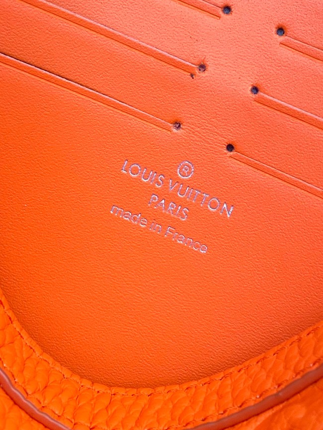 Louis Vuitton Pochette Voyage Monogram embossed cowhide leather MM M61692 orange