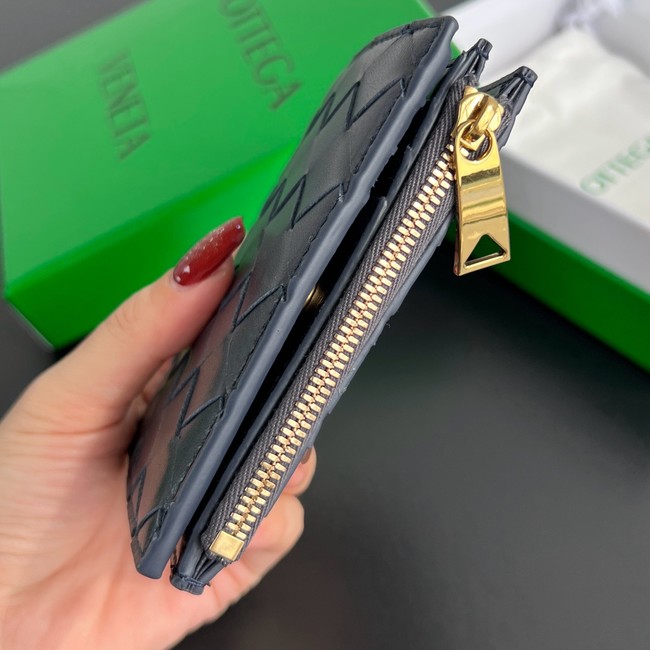 Bottega Veneta Intrecciato Small Bi-Fold Wallet 742330 dark blue