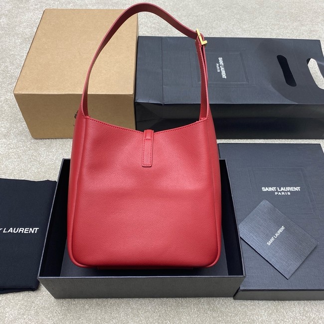 SAINT LAURENT LE 5 A 7 SUPPLE LARGE IN GRAINED LEATHER 753837 red