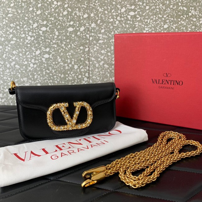 VALENTINO LOCO Small handbag in laminated calfskin WB0K53 black