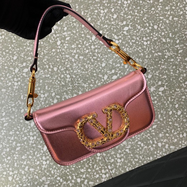 VALENTINO LOCO Small handbag in laminated calfskin WB0K53 pink