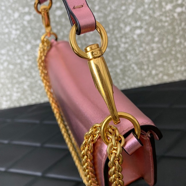 VALENTINO LOCO Small handbag in laminated calfskin WB0K53 pink