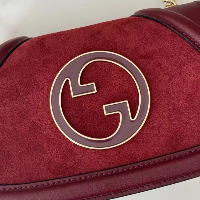 GUCCI BLONDIE SMALL SHOULDER BAG suede 815711 Rosso Ancora red