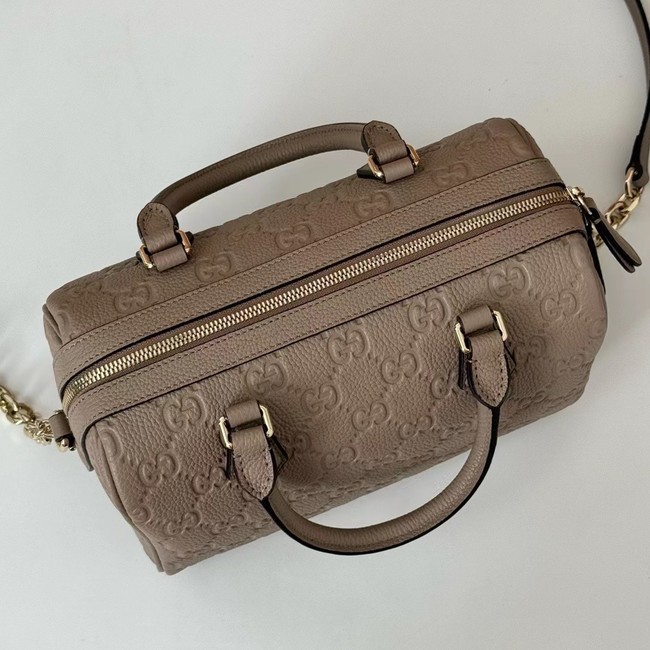 GUCCI GG EMBLEM MEDIUM BOSTON BAG 815255 Taupe