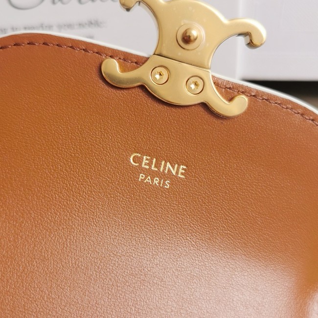 Celine SMALL FLAP WALLET TRIOMPHE IN TRIOMPHE CANVAS 10D783 white
