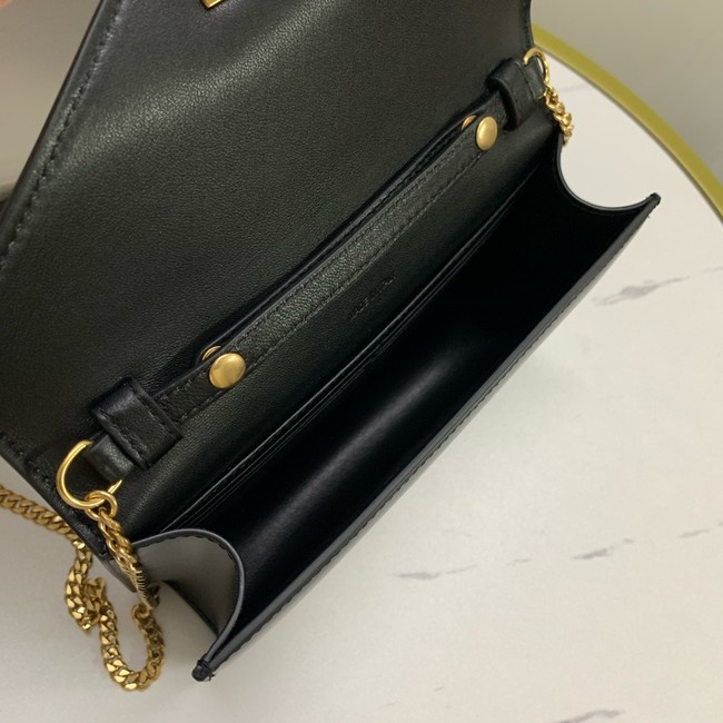 Celine WALLET ON CHAIN MARGO IN SHINY CALFSKIN 10J733 black