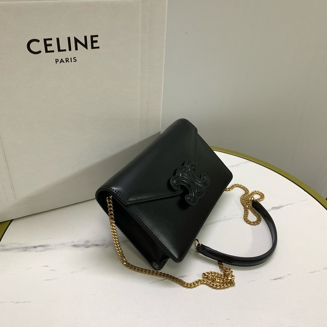 Celine WALLET ON CHAIN MARGO IN SHINY CALFSKIN 10J733 black