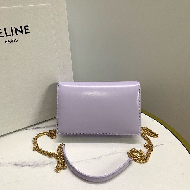 Celine WALLET ON CHAIN MARGO IN SHINY CALFSKIN 10L033 LIGHT LILAC