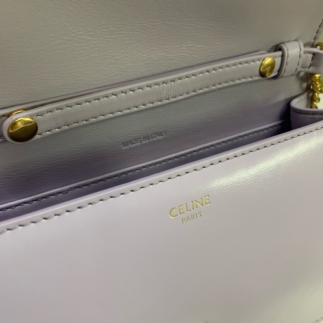 Celine WALLET ON CHAIN MARGO IN SHINY CALFSKIN 10L033 LIGHT LILAC