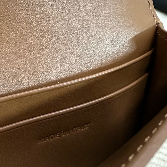 Celine CARD HOLDER WITH FLAP TRIOMPHE IN SHINY CALFSKIN 10I583 Khaki