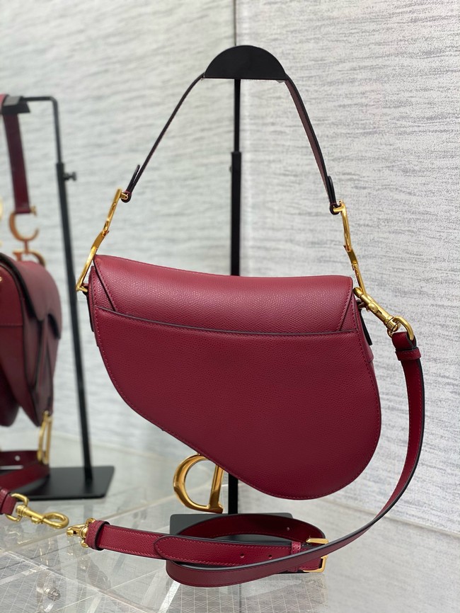 Dior Saddle Bag with Strap Saddle Grained Calfskin M0455CBAA Cherry Red