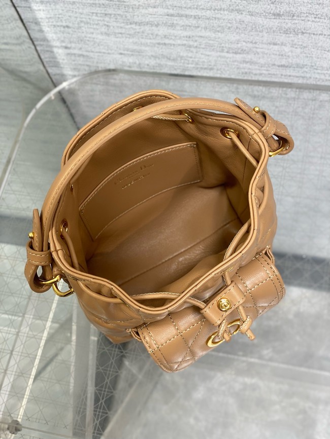 Dior Caro Nano Bucket Bag Macrocannage Lambskin S5250 Light Gold-Tone