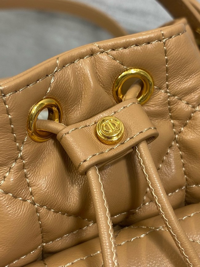 Dior Caro Nano Bucket Bag Macrocannage Lambskin S5250 Light Gold-Tone