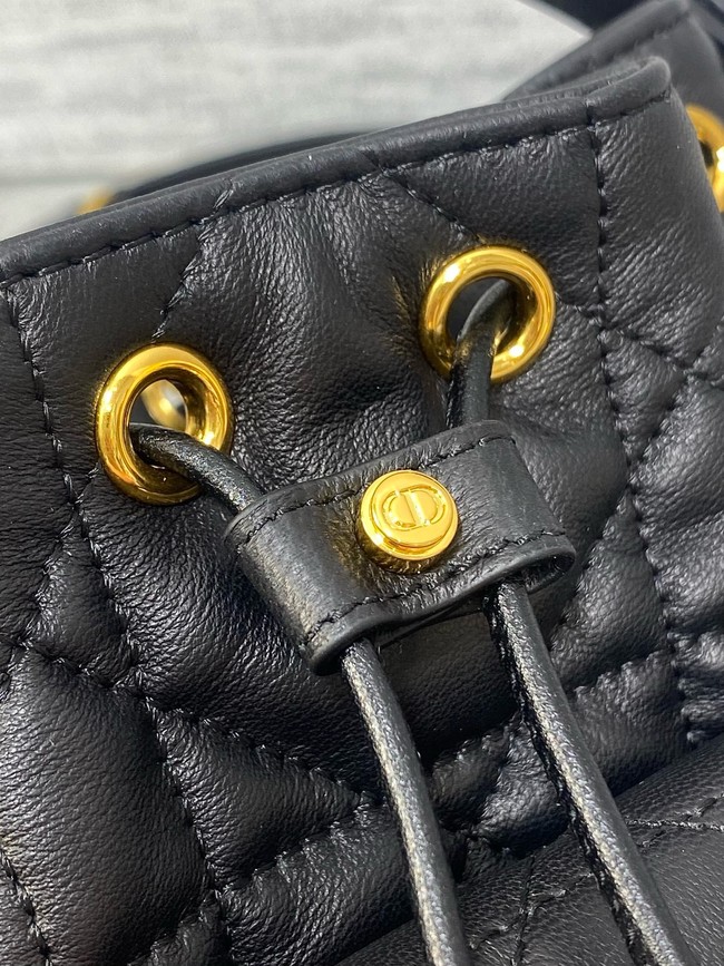 Dior Caro Nano Bucket Bag Macrocannage Lambskin S5250 black