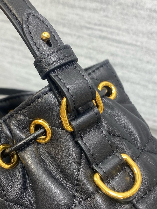 Dior Caro Nano Bucket Bag Macrocannage Lambskin S5250 black