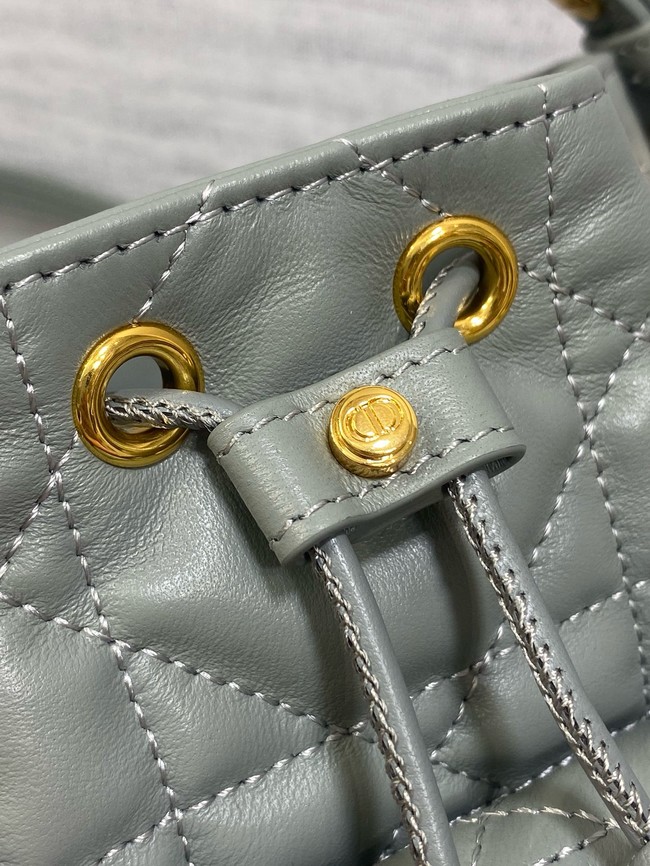Dior Caro Nano Bucket Bag Macrocannage Lambskin S5250 gray