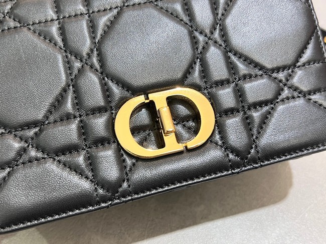 Small Soft Dior Caro Bag Macrocannage Lambskin M9252UHPA black