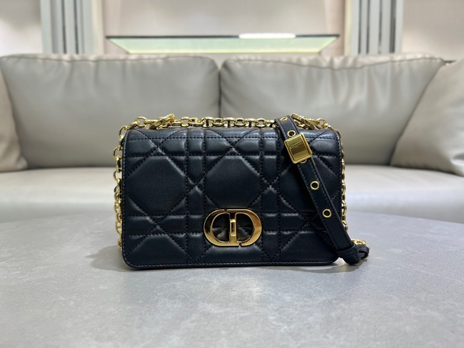 Small Soft Dior Caro Bag Macrocannage Lambskin M9252UHPA black