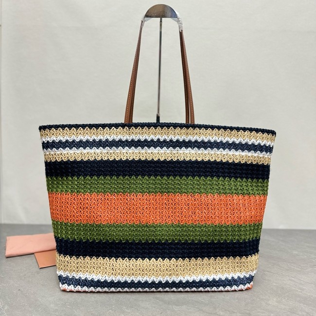 miumiu Raffia effect woven tote bag 5GB228-4