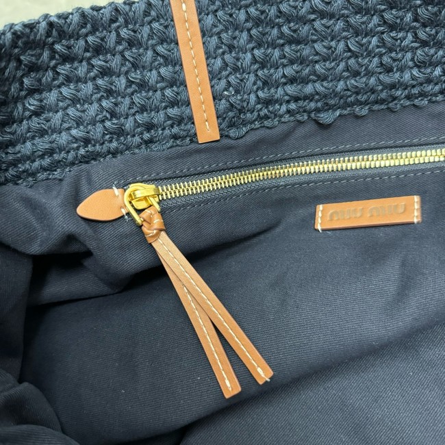 miumiu Raffia effect woven tote bag 5GB228-4