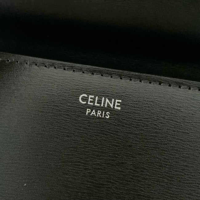 Celine CHAIN SHOULDER BAG TRIOMPHE IN SHINY CALFSKIN 197992 black&Silver Hardware