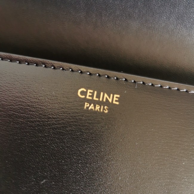 Celine CHAIN SHOULDER BAG TRIOMPHE IN SHINY CALFSKIN 197992 black&gold Hardware