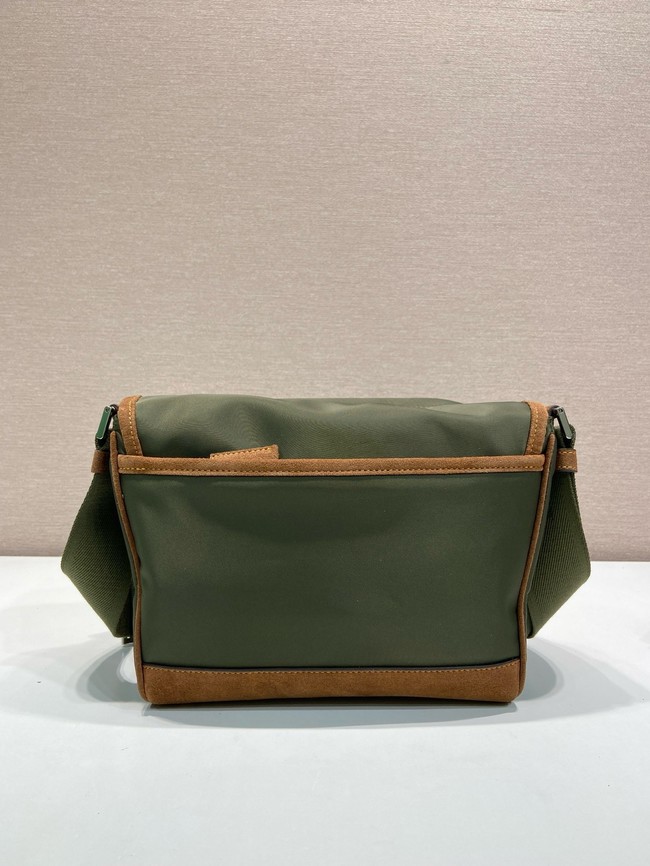 Prada Medium Re-Nylon and suede shoulder bag 2VD066 Musk Green