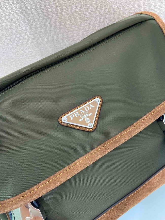 Prada Medium Re-Nylon and suede shoulder bag 2VD066 Musk Green