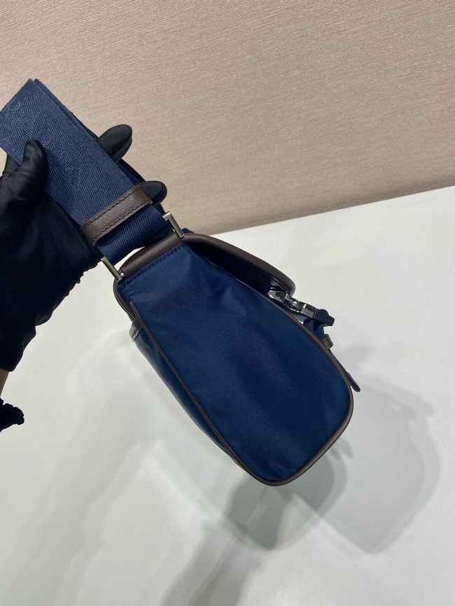 Prada Medium Re-Nylon and suede shoulder bag 2VD066 blue
