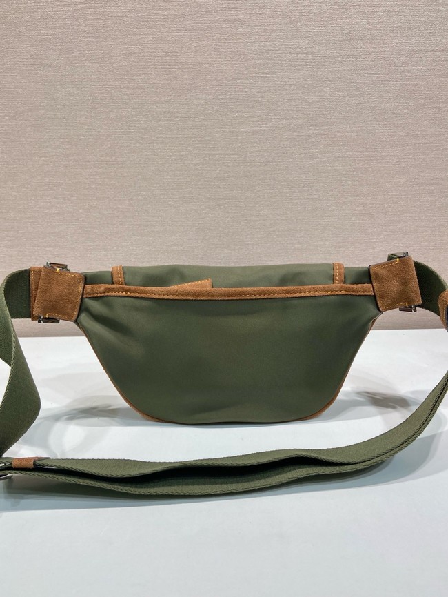 Prada Re-Nylon and suede belt bag 2VH176 Musk Green