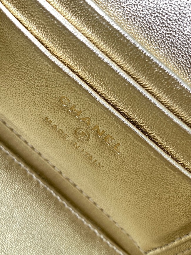 CHANEL MINI CLUTCH Grained Calfskin AP3940 gold