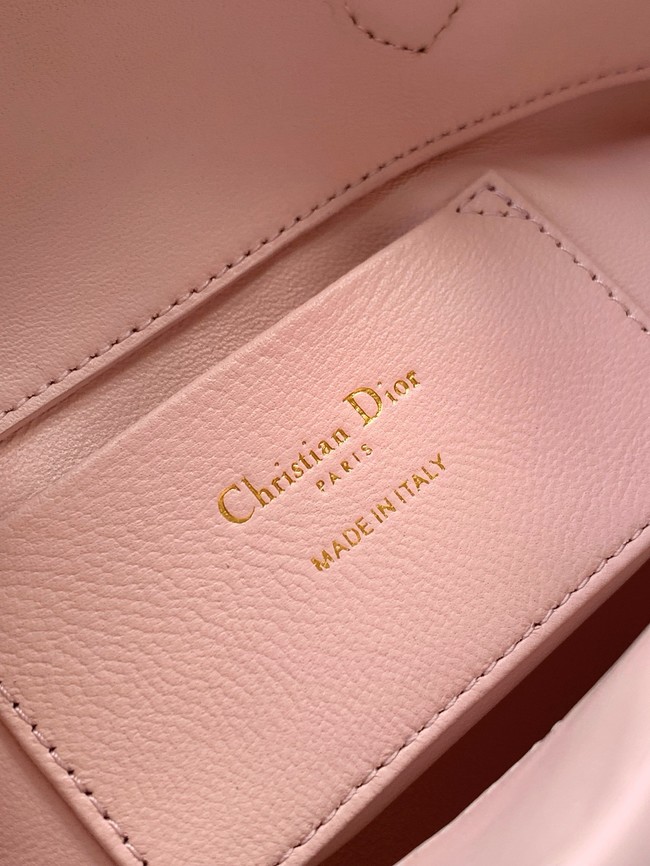 Small Dior Toujours Vertical Tote Bag M2835OSNW Powder Pink Macrocannage Calfskin