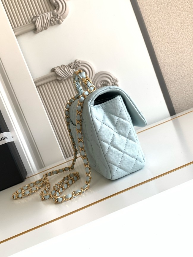 CHANEL Mini Flap Bag with Top Handle AS5702 light blue