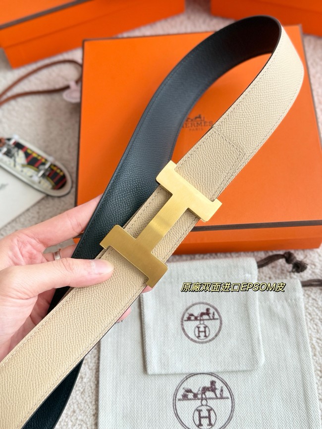 Hermes Epsom calfskin double-sided leather belt 65991