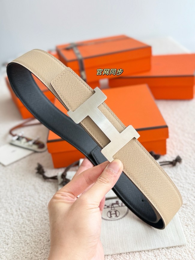 Hermes Epsom calfskin double-sided leather belt 65992